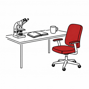 empty seat at a researcher's desk